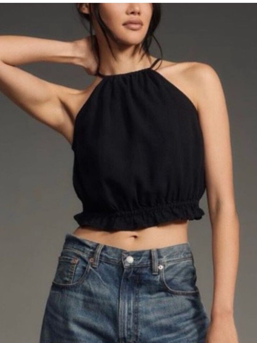 Anthropologie Pilcro Halter Crop Top with Elastic Hem Large